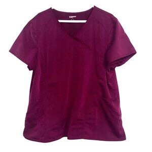 Scrubstar Womens 2XL Wine V-Neck Scrub Top With Pockets Polyester/Rayon/Spandex